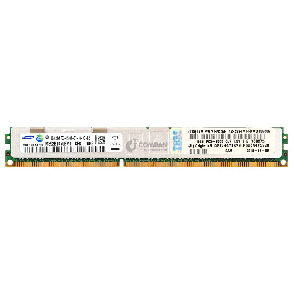 44T1580 IBM MEMORY 8GB 2RX4 PC3-8500R DDR3 44T1580 44T1579 44T1579, 43X5294
